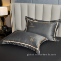 Embroidery Bedding Set Luxury Logo embroidery solid Washed silk bedding set Supplier